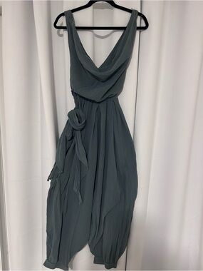 Free People Sleeveless Cowl-Neck Sage Green jumpsuit